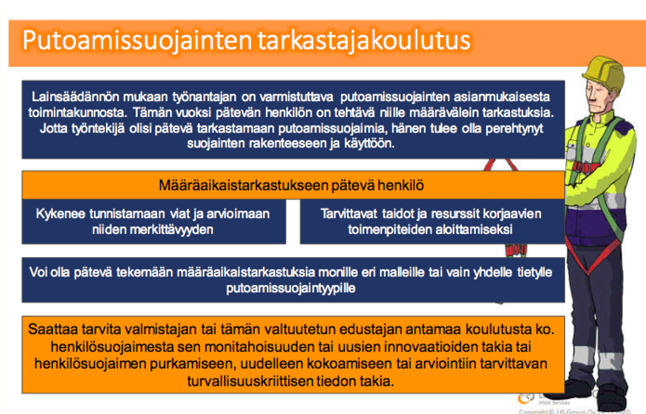 Putoamissuojainten tarkastaja koulutus